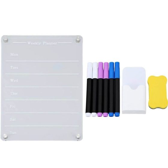 Clear Magnetic Acrylic Weekly Refrigerator Planner