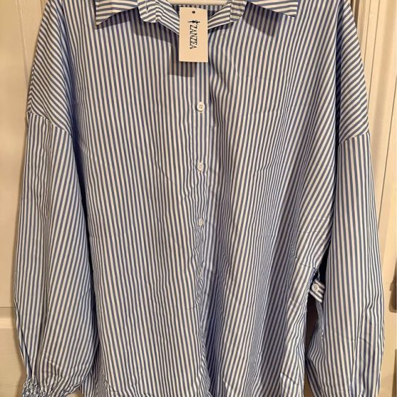 Women's Multicolor Lantern-Sleeve Striped Shirt — 2XL