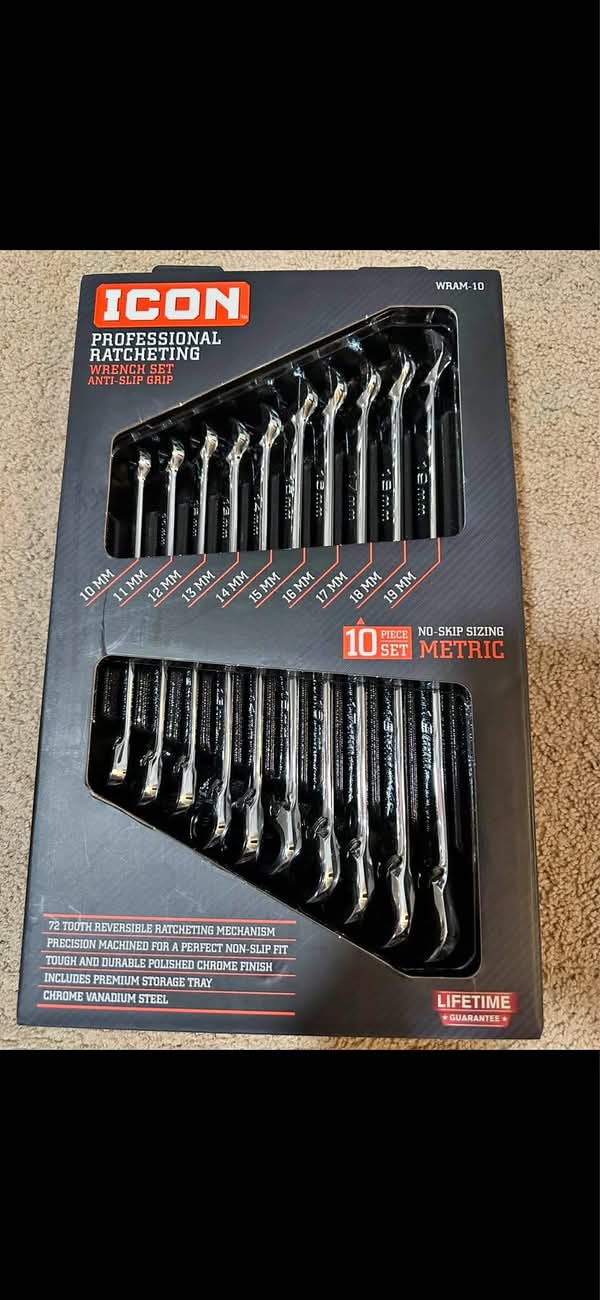 ICON Metric Ratcheting Combination Wrench Set — 10 Piece