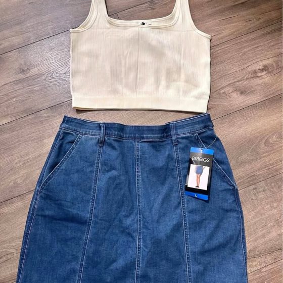Women's Blue Skirt & Top Set — Size L