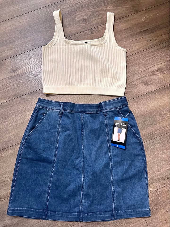 Women's Blue Skirt & Top Set — Size L