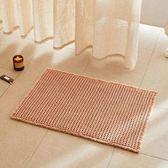 TYUU Light-Peach Waffle Bath Mat — 24 x 16 in