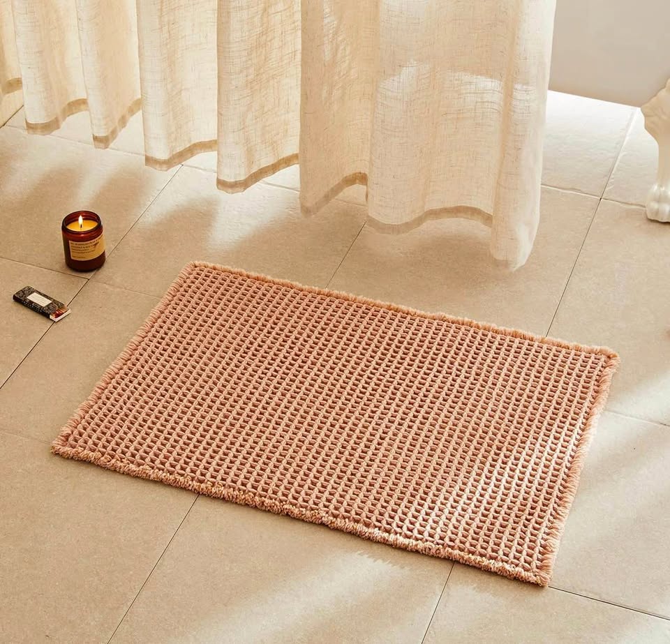 TYUU Light-Peach Waffle Bath Mat — 24 x 16 in