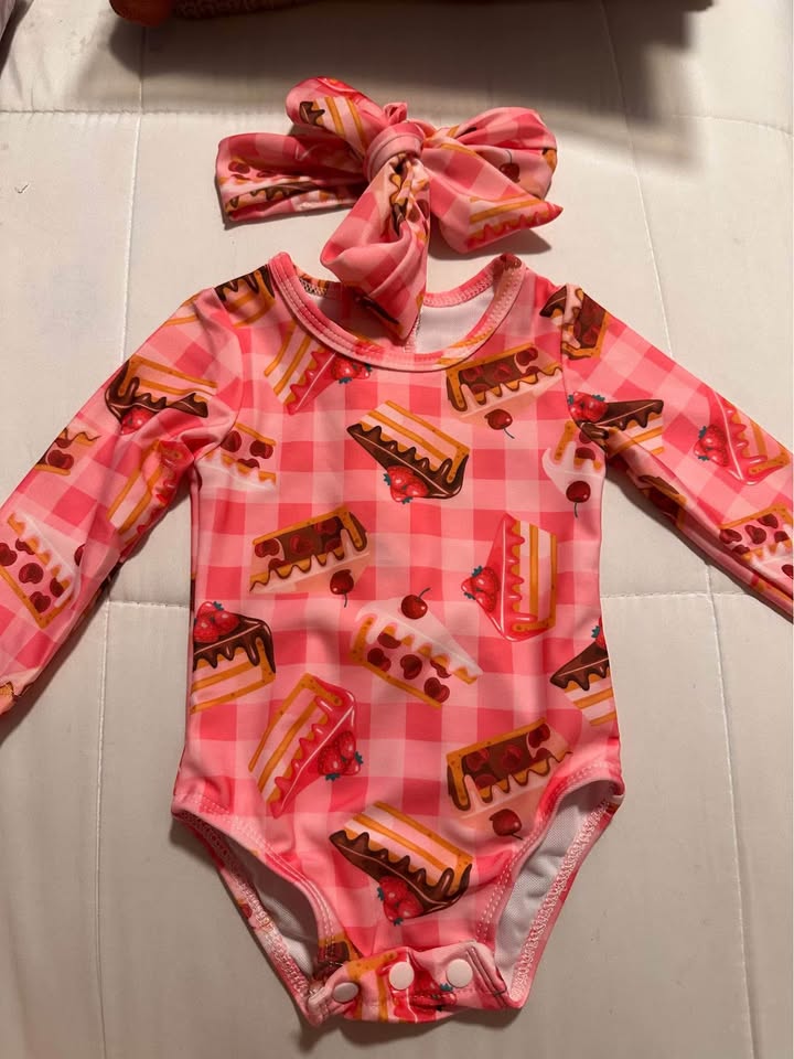 Baby Girls' Pink Long-Sleeve Swimsuit — 3–6 Months