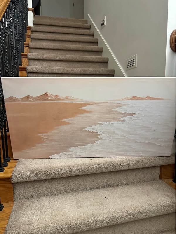Coastal White Wave Wall Art — 24 x 48 in