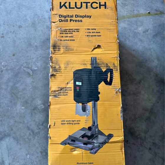 Klutch 1 HP Variable-Speed Drill Press with LCD & Laser