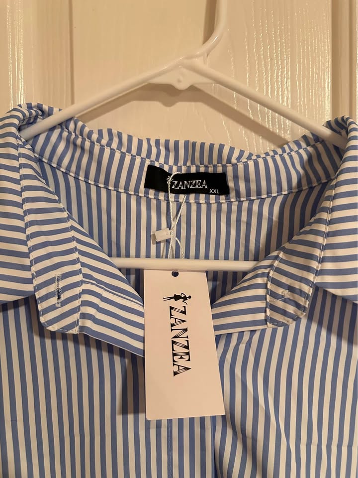Women's Multicolor Lantern-Sleeve Striped Shirt — 2XL
