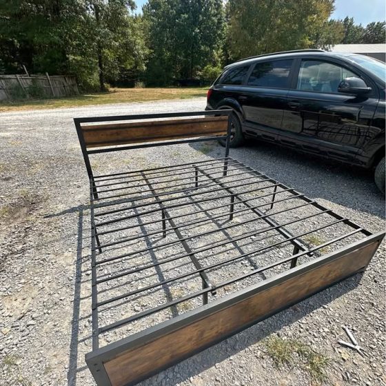 King Industrial Metal & Wood Platform Bed