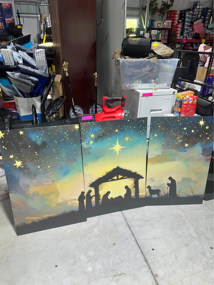 Three-Piece Nativity Scene Canvas Wall Art Set