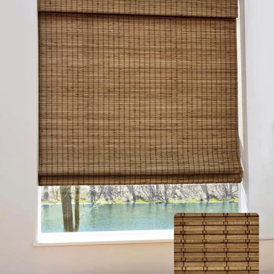 Cordless Bamboo Roman Shade with Valance — 34.5 × 64 in.