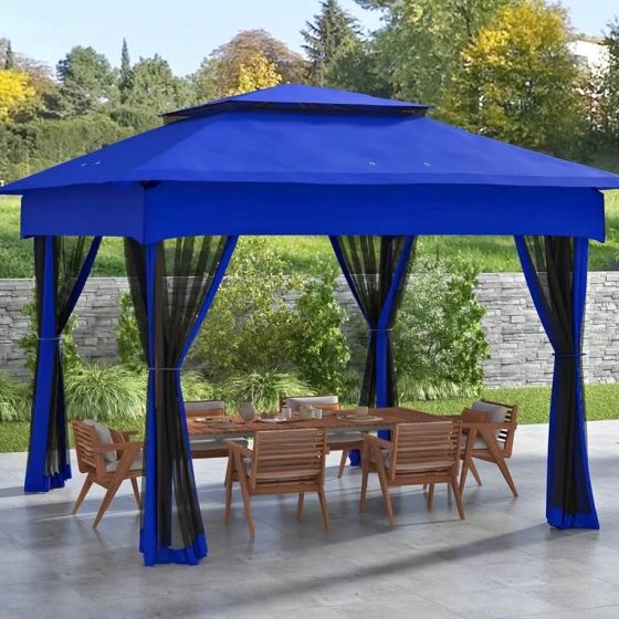 Outsunny 11 × 11 ft Pop-Up Gazebo with Netting — Blue