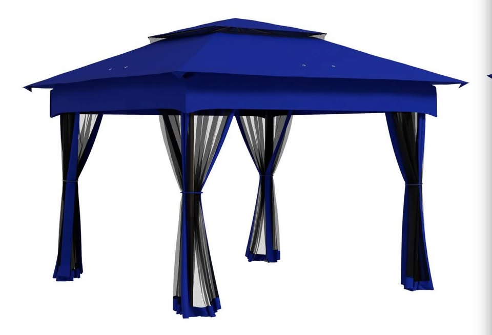 Outsunny 11 × 11 ft Pop-Up Gazebo with Netting — Blue
