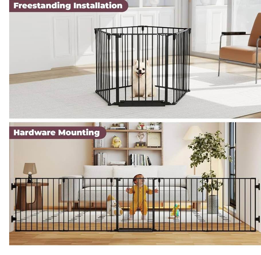 127.5-Inch Configurable Baby & Fireplace Safety Gate