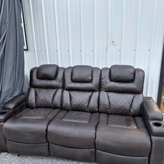 Ashley Warnerton Power-Reclining Theater Sofa with Charging Station