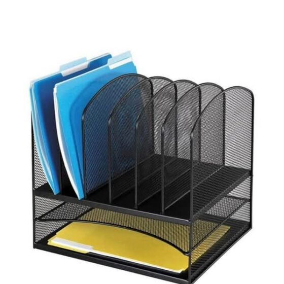 Safco, Onyx 2 Horizontal/6 Upright Desk Organizer, 1 Each, Black