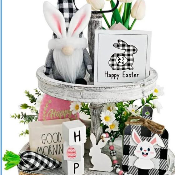 16 Pcs Back to School Tiered Tray Decor Gnome Plush Tray Decor Farmhouse Rustic Wood Table Signs