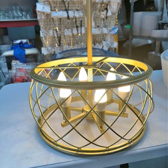 6-Light Round Drum Chandelier Pendant Ceiling Lighting Rustic Farmhouse