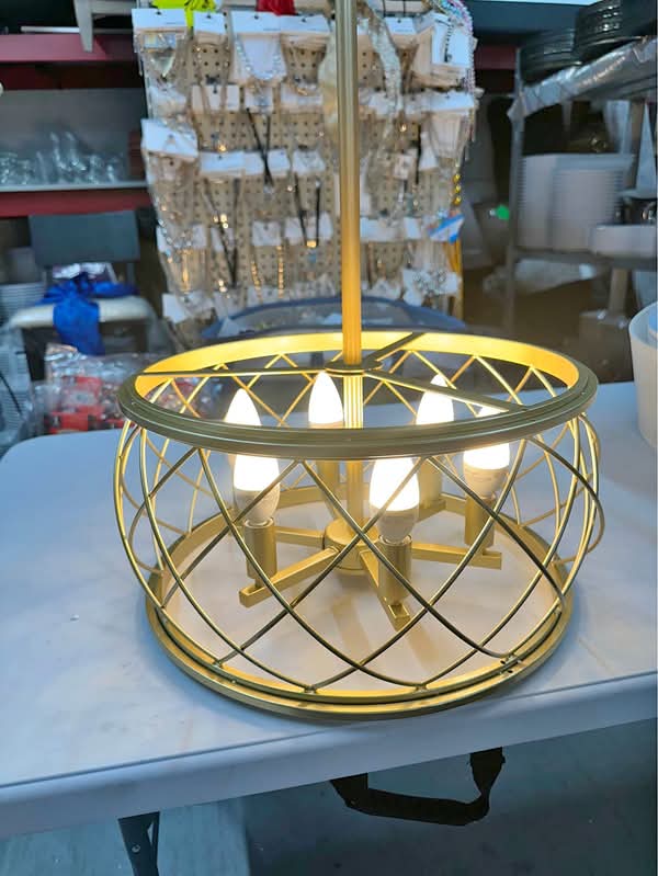 6-Light Round Drum Chandelier Pendant Ceiling Lighting Rustic Farmhouse