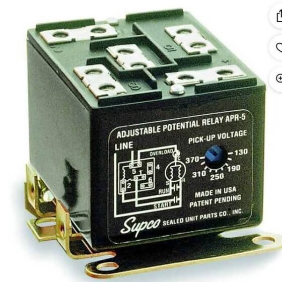 Supco Potential Relay, SPST, 270V AC Coil APR5