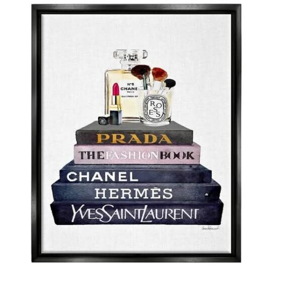 Stupell Industries Glam Fashion Book Set With Makeup, Design by Amanda Greenwood, 16 x 20, Black