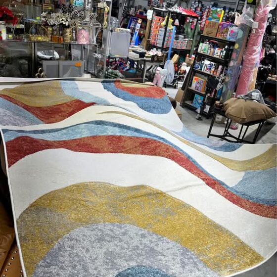 Abstract Area Rug, Blue/Rust, 7'10"x10'6