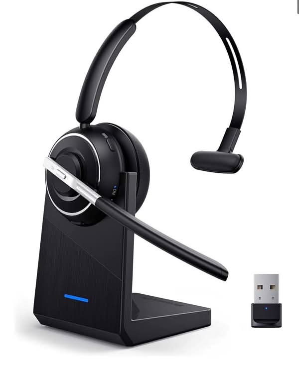 Bluetooth Headset, Wireless Headset with Microphone for PC, V5.2 Computer Headset