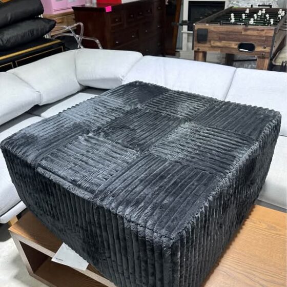 Large Luxury Black Corduroy Modular Ottoman