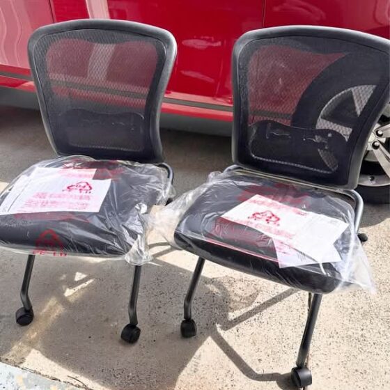 Office Star Deluxe Breathable ProGrid Back Armless Folding Chair 2-Pack with Rolling Casters
