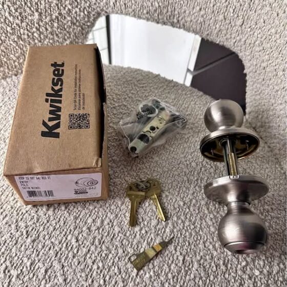 Kwikset Polo Satin Nickel SmartKey Exterior Keyed entry door knob