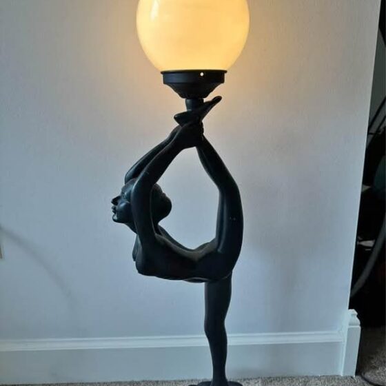 Table Lamp – Stretching Woman with Globe
