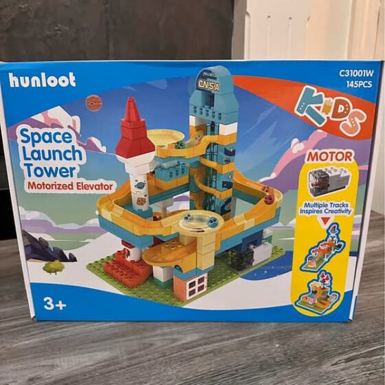 145 Pcs Space-Themed Marble Run, with Motorized Lift, Large Building Blocks 3