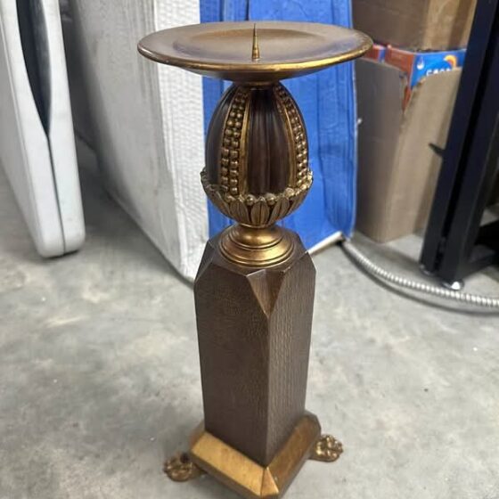 Ornate Gold and Brown Pillar Candle Holder