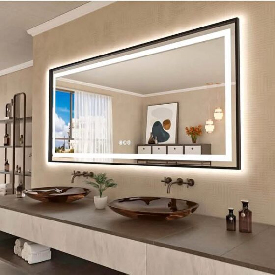 LED Bathroom Mirror , Front Light and Backlit, Stepless Dimmable, Anti-Fog, Shatte