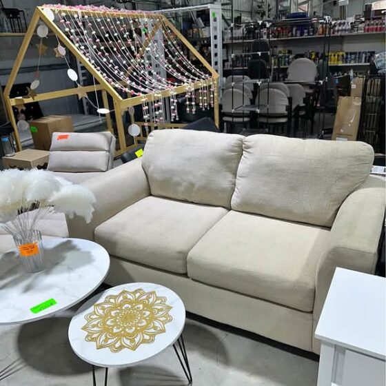 Cream Loveseat - MADE IN USA - No Stains or Rips