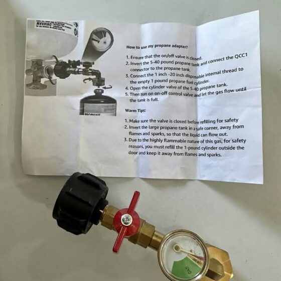 Propane Refill Adapter with Gauge and Control Valve
