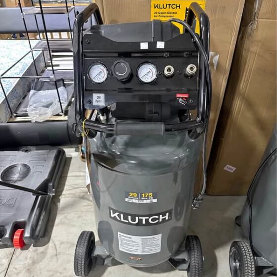 Klutch 29-Gallon Air Compressor, 2.5 HP, 120 Volts, 175 PSI