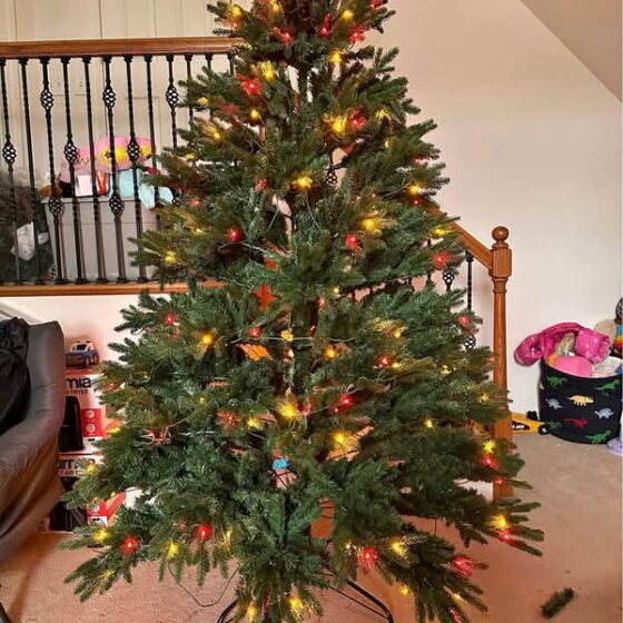 6.5 Ft Pre-Lit Artificial Christmas Tree with Remote & Multicolor LED Lights