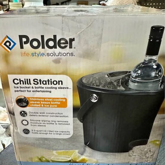 Polder Chill Station for Wine, Champagne, Spirits and More, Separate Area for Fresh Ice