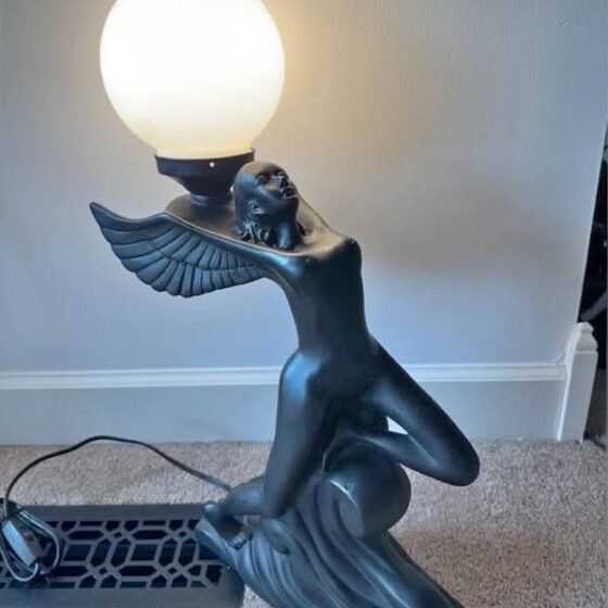 Stunning Art Deco Revival Nude Lady Globe Lamp