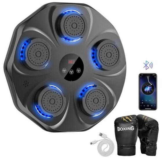 Music Boxing Machine, Music Punching Trainer with Boxing Gloves, Wall Mounted Electronic Workout