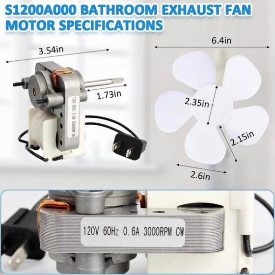 Bathroom Exhaust Fan Motor 120V 50 CFM - Direct Replacement for Bro-an Nu-Tone