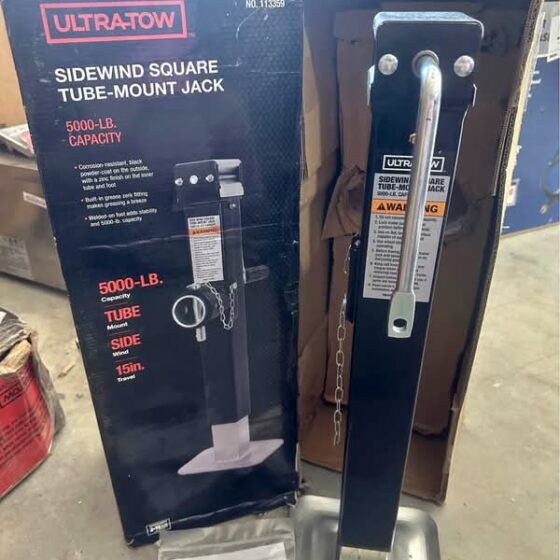 Ultra-Tow Square Tube Sidewind Jack, Weld-On, 30-1/4in. Extended Length, 5000-Lb. Lift Capacity