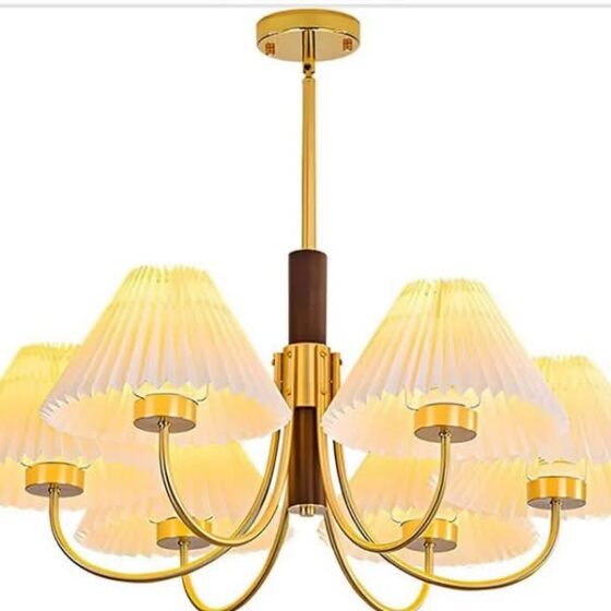 Vintage Fabric Shade Chandelier 6