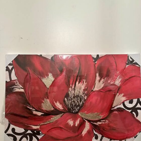 Red Floral Canvas Wall Art