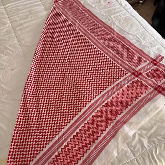 Red / White Shemagh Palestinian Arab Keffiyeh Scarf