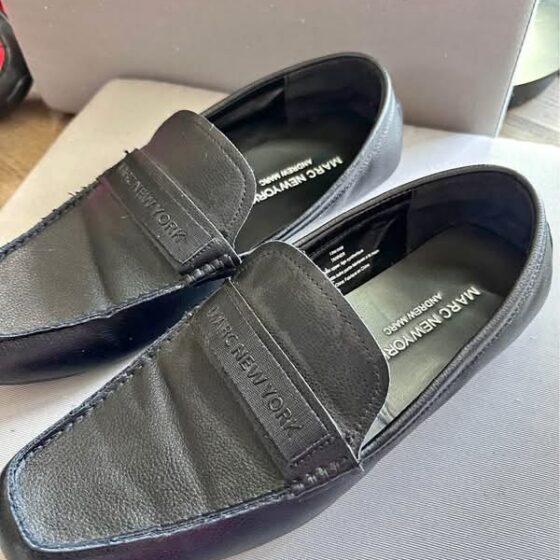 Andrew Marc Mens Black Driving Loafers Size 13 Slip On Shoes