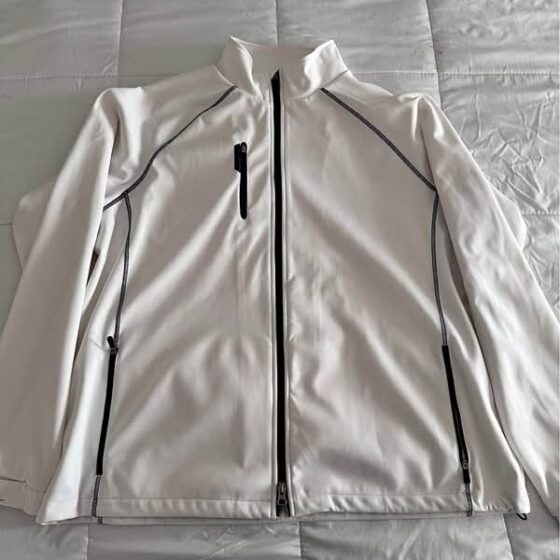 Jacket Mens Large White Gray Wind Tech 1/2 Zip Pullover Golf Performance