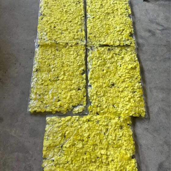 5-Piece Yellow Artificial Flower Wall Panels Backdrop - Event Decor (New)