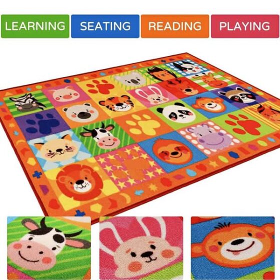 Large Animal Alphabet Educational Kids Area Rug