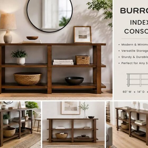 Brand-New Burrow Index Console Table – Modern Walnut Finish